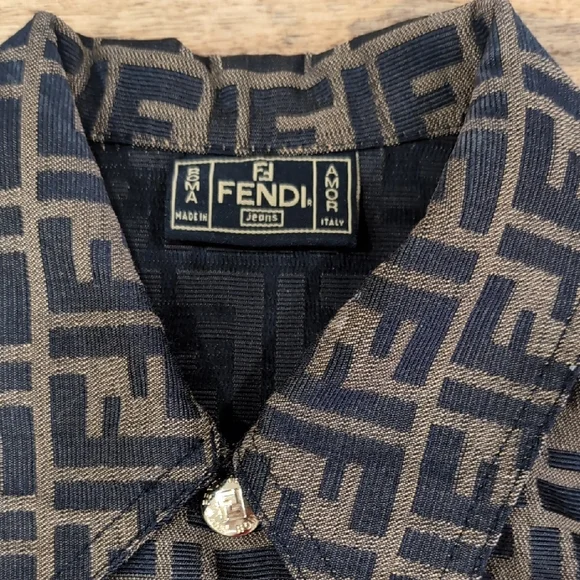 Vintage 2000s Fendi Black and Brown Logo Vest US 2/4 IT 40 Y2K - Picture 2 of 9